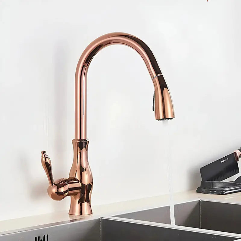Retro Küchenarmatur aus Messing in Goldoptik in Roségold/Kupfer