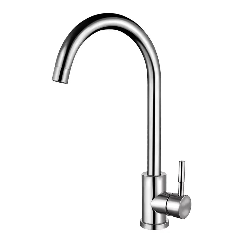 Küchenarmatur aus Antik-Messing mit Schwanenhals in Chrom